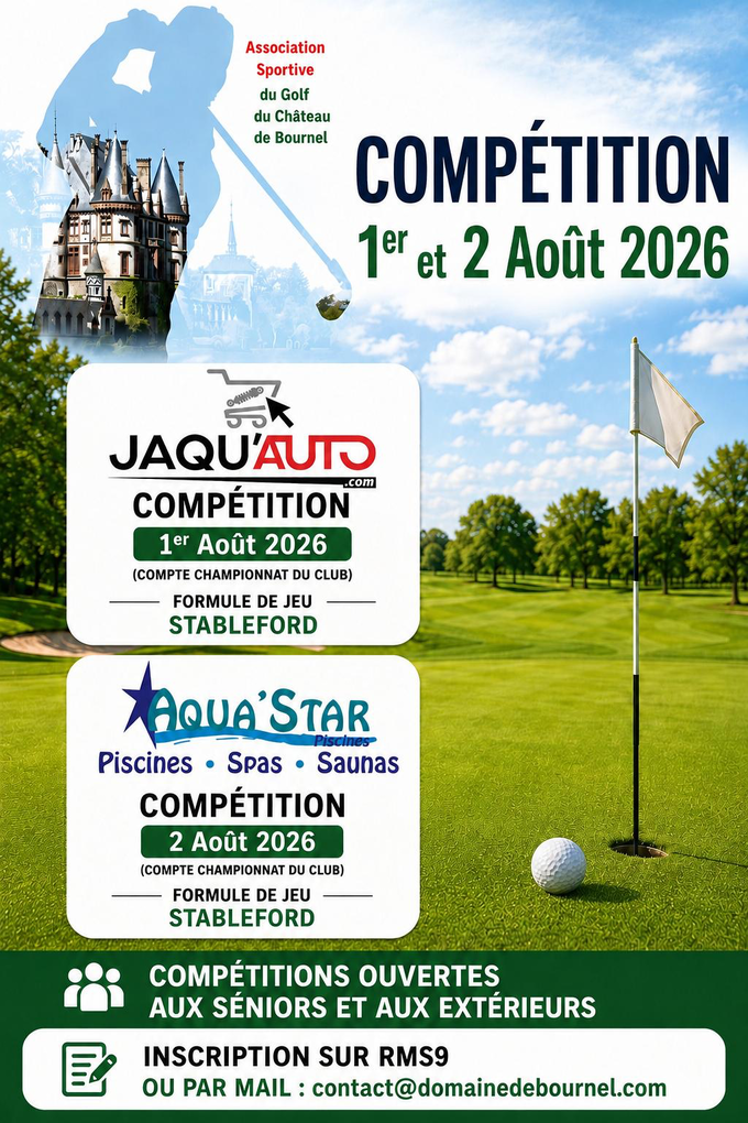 Compétition de golf le 1er et 2 août 2026